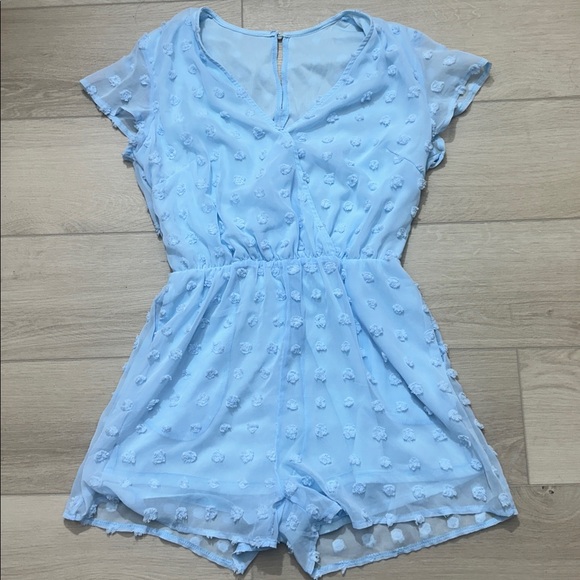 Light Blue Textured Romper - Picture 1 of 7
